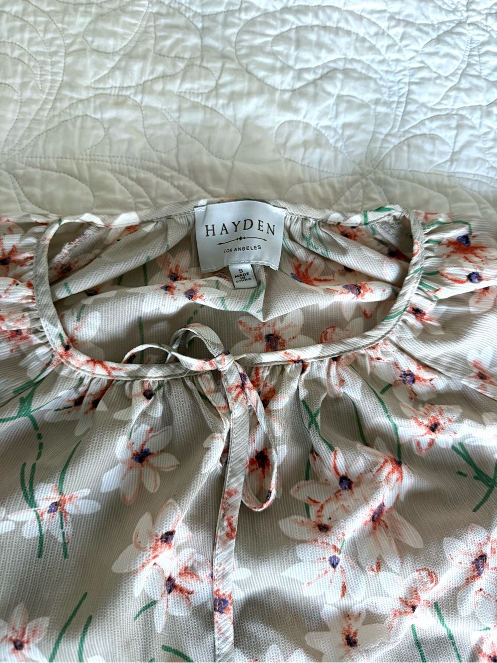 Hayden Floral Peplum Knee-Length Dress in Green & Pink Floral Size Small - Picture 2 of 6